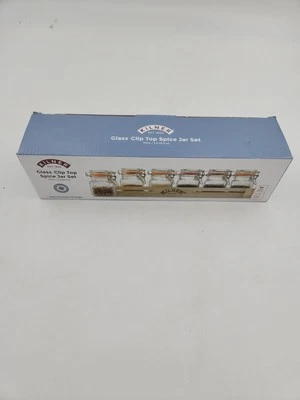 Juego de tarros de especias Kilner de 6 piezas con clip de vidrio de 70 ml con estante de almacenamiento de caja de madera Foto 1 de 4