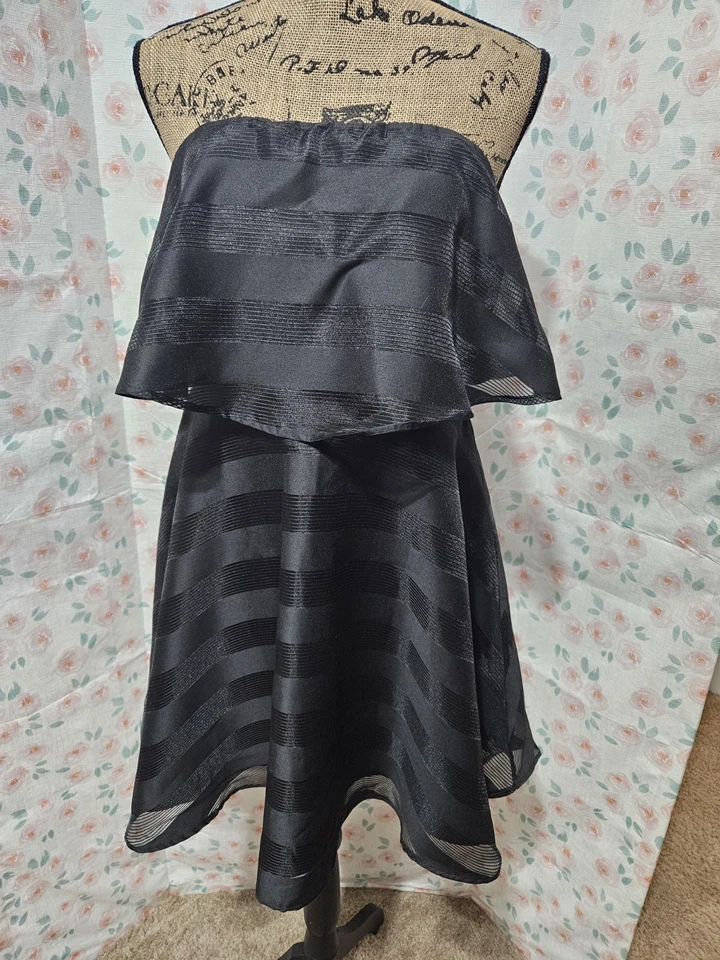 BEFORE YOU, JUNIOR'S BLACK COTTON BL STRAPLESS RUFFLED LINED DRESS, SIZE L - Image 1 of 4