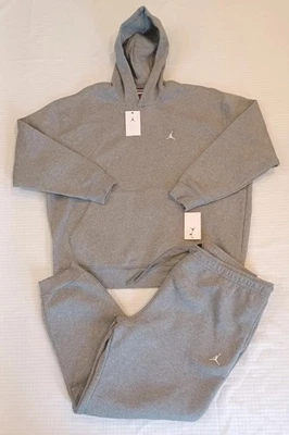 NOVO MOLETOM MASCULINO AIR JORDAN FLEECE ~CINZA/BRANCO (capuz e joggers) tamanho 3XL - Imagem 1 de 4