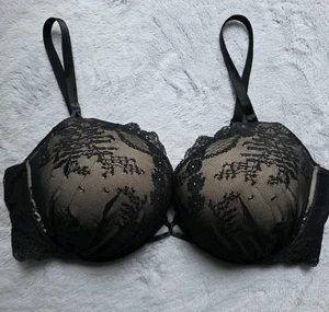 Reggiseno Victoria's Secret Miraculous Plunge 38C nero beige pizzo ferretto usato in ottime condizioni - Foto 1 di 5