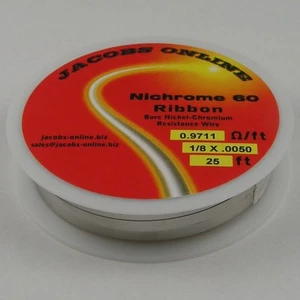 Nichrome 60 ribbon (flat) wire 1/8" X 0.005", 0.971 ohms/ft, 25 ft spool - Picture 1 of 1