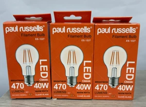 paul russells E27 Edison Screw LED Filament - Pack of 3 4.5W 470lm 17273 - Picture 1 of 3