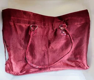 Queen By Queen Latifah -Ruby Red Tote /Crimson Velvet Snake Skin Shoulder Bag - Picture 1 of 7