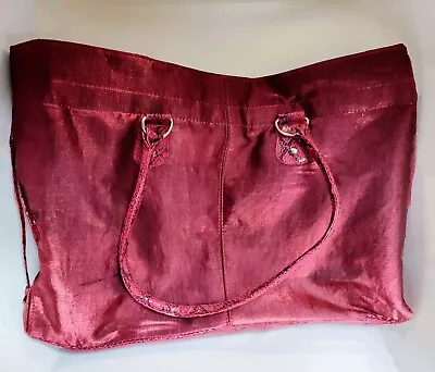 Queen By Queen Latifah -Ruby Red Tote /Crimson Velvet Snake Skin Shoulder Bag - Image 1 of 4