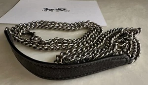 COACH BLACK LEATHER WITH SILVER CHAIN REPLACEMENT STRAP - Picture 1 of 7