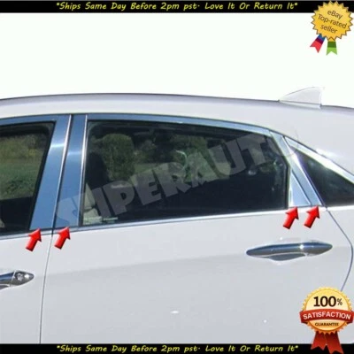 Fundas de moldura de poste de pilar cromadas de acero inoxidable 8 piezas para Hyundai Elantra 2011-2016 Foto 1 de 2