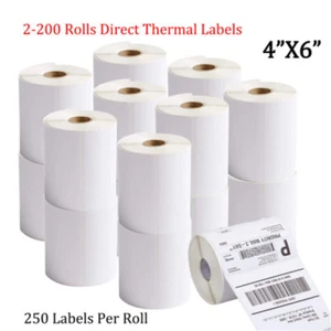 4"x6" Direct Thermal Labels Self-Adhesive 250/Roll For Zebra 2844 Eltron ZP450 - Picture 1 of 10