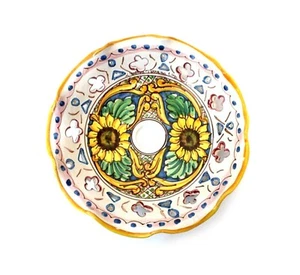 PIATTO PER LAMPADARIO CERAMICA SICILIANA DECORO CANDIDA D.30 - Imagen 1 de 2