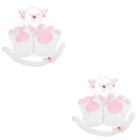 2 Sets Cute Suit Cloth Furry Cat Ears Headband Roleplay Costume