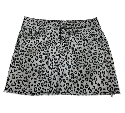 Justice Jeans Size 14S Animal Print Stretch Skirt Shorts Skort Black Grey - Image 1 of 4