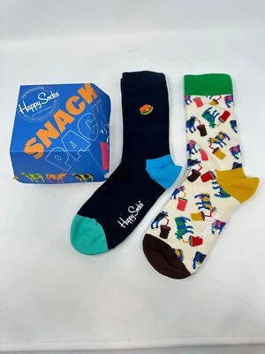 Happy Socks pacote de lanche unissex adulto conjunto de caixa de presente pacote com 2, tamanho: 9-11, F0 (B141T) - Imagem 1 de 4