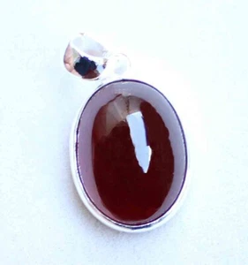 Natural Hessonite Gemstone 925 Sterling Silver Fine Quality Pendant Jewelry - Afbeelding 1 van 4
