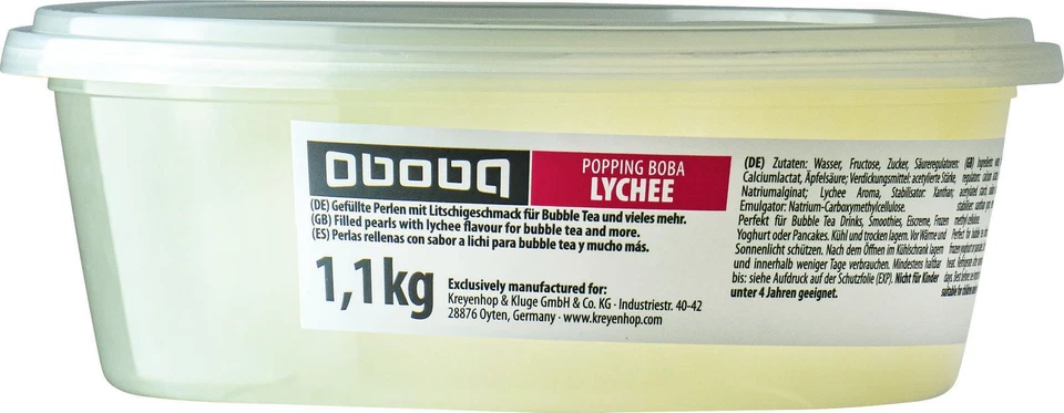 Oboba Popping Boba Lychee 1,1kg | Bubble Tea Perlen mit Litchigeschmack  - Bild 1 von 1