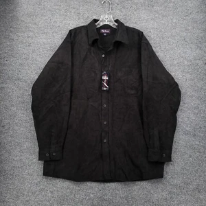 NEW Oleg Cassini Button Up Shirt XL Extra Large Black Long Sleeve Silk Casual - Picture 1 of 12