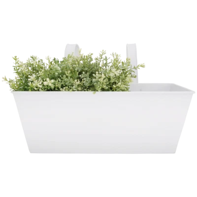 White Zinc Window Box Balcony Planter Metal Flower Pot Holder 40 x 26.5 x 23.5cm - Image 1 of 2
