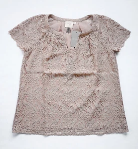 Anthropologie Verga Lace Tee Blouse by HD in Paris Size 4 (Deep Beige Metallic) - Picture 1 of 5
