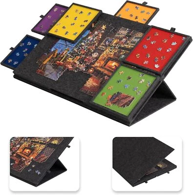 1500pcs Tilting Puzzle Board with 2-in-1 Designed Stand Cover Felt Mat 6 Drawers - Image 1 of 4