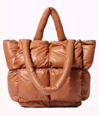 Puffer Shoulder Bag For Women Mini Down Satchel Quilted Tote Bag Hobo Bag Chic - Image 1 of 4