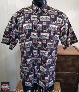 Tori Richard x Harley Davidson Motorcycle Black Button Up Shirt Men’s Sz L - Picture 1 of 9