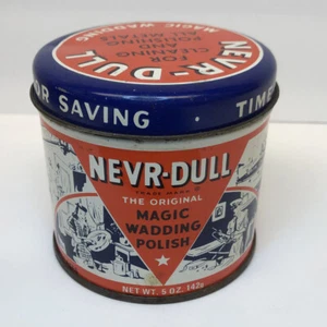 Guata mágica Never Dull 1941 de colección polaca lata de 5 oz utilería en buen estado - Imagen 1 de 11