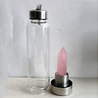 Natural Pink Rose Quartz Crystal Point Healing Wand Elixir Water Bottles Chakra