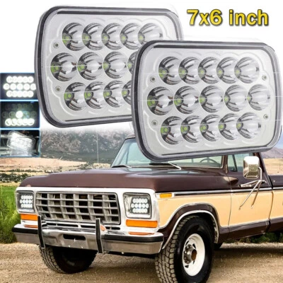 Pair For Ford F-150 1981 1982 1983 1984 7x6 5x7" LED Headlights Hi Lo Beam H6054 - Image 1 of 4