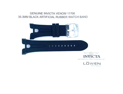 Auténtica correa de reloj Invicta Venom 11706 de goma artificial negra 35,3 mm Foto 1 de 2