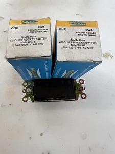 (2)LEVITON 5621-2I DECORA PLUS ROCKER SWITCH, GROUNDING, 20A, Brown - Picture 1 of 1