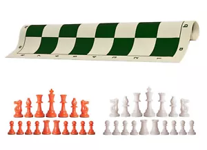 Tablero de vinilo verde naranja y blanco de 20" - juego de ajedrez de triple peso - Imagen 1 de 4