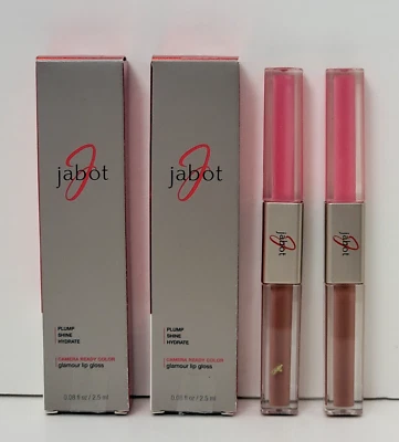 2 pk Jabot Camera Ready Color Glamour Lip Gloss 0.08 oz ea PARK AVE PINK NIB - Image 1 of 4