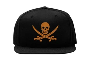 Skull And Swords Pirate Symbol Embroidered Snapback Baseball Cap Fullcap - Picture 1 of 4
