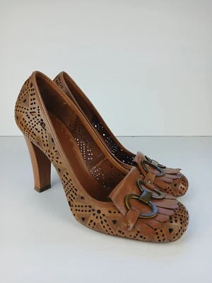  Vince Camuto Ince Camuto Women High Heels Brown Leather Shoes Sz 8 1/2B  - Image 1 of 4