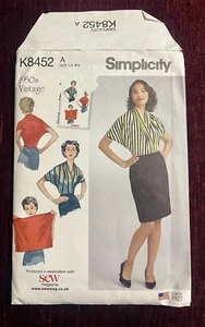 Brandneu Simplicity ReIssue 50er Vintage Strick Wickelbluse Schnittmuster K8452 - Bild 1 von 2
