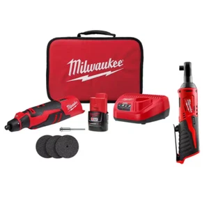 MILWAUKEE M12 12V Lithium-Ion Cordless Brushless Rotary Tool Kit with M12 12V Li - Picture 1 of 12