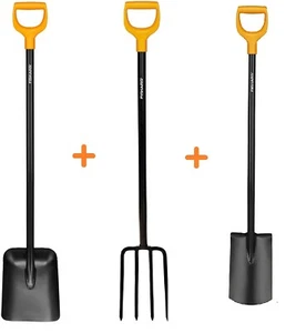 FISKARS SOLID Spatengabel 1003458 + Gartenschaufel 132403 + 131403 Rund Solid - Bild 1 von 4