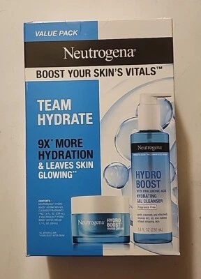 New Neutrogena Hydro Boost Skin Care Set Team Hydrate Face Cleanser / Cream - Image 1 of 4