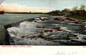 Lowell Massachusetts Pawtucket Falls Scenic View Houses Antique PC Posted 1907 - Picture 1 of 2