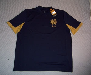 NWT NOTRE DAME Under armour  L navy Blue logo shirt short sleeve Men's Dri fit - Bild 1 von 2