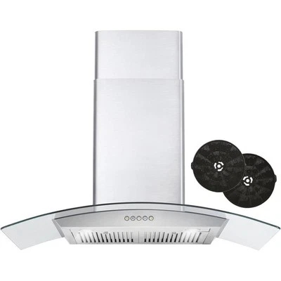 Cosmo 36" 380 CFM Ductless Wall Mount Range Hood Kitchen Hood in Stainless Steel - Image 1 of 3
