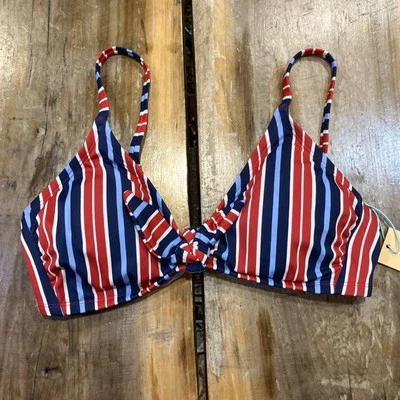 Kona Sol - Top de bikini bralette a rayas con lazo delantero para mujer - Multicolor - M (8-10) Foto 1 de 4