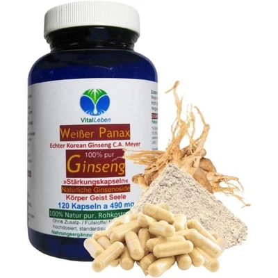 VITALLEBEN Korea Panax Ginseng 120 Pulver Kapseln Ohne Zusatzstoffe Natur Pur. 26775-120