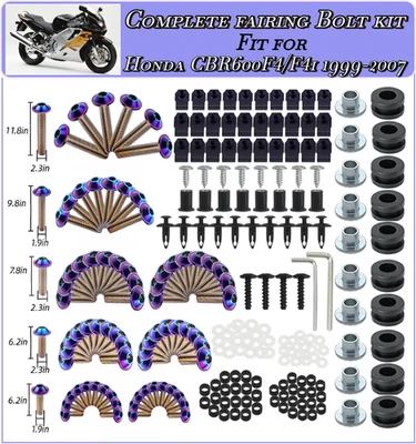 Purp-Blue Irid. Болт обтекателя в сборе 236 шт. для Honda CBR600 F4 F4I 1999-2007 - Изображение 1 из 4