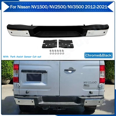 For 2012-2021 Nissan NV1500 NV2500 NV3500 Chrome Rear Step Bumper w/ Sensor Hole - Image 1 of 4
