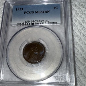 1913 Lincoln Wheat Cent. Pcgs MS 64BN - Picture 1 of 4