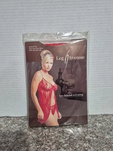 Babydoll Leg Avenue de Encaje con Tanga Rojo Nuevo Talla Única 90-160 Ibs - Imagen 1 de 2
