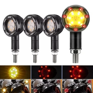 4x Motorcycle Amber Red Turn Signal Tail Light Brake Stop Warning Driving Lamps - Picture 1 of 10
