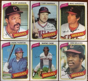 Indians Harrah Cage Hargrove Wilkins Johnson Thornton 1980 Topps Baseball Cards - Picture 1 of 8