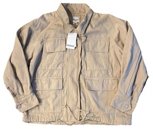 Kensie Pale Khaki 100% Cotton Jacket, Size L Drawstring Reg Price $78 NWT 💚 - Picture 1 of 3