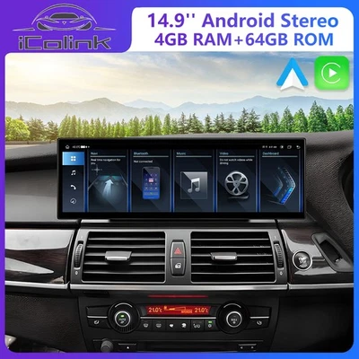 14,9" Android14 Autoradio GPS Navi 8-Kern 4G 64GB WIFI Für BMW X5 X6 E70 E71 CCC - Bild 1 von 4