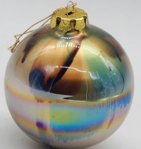 Decorazione natalizia grande 5" stile aurora boreale vetro vorticoso multicolore - Foto 1 di 5